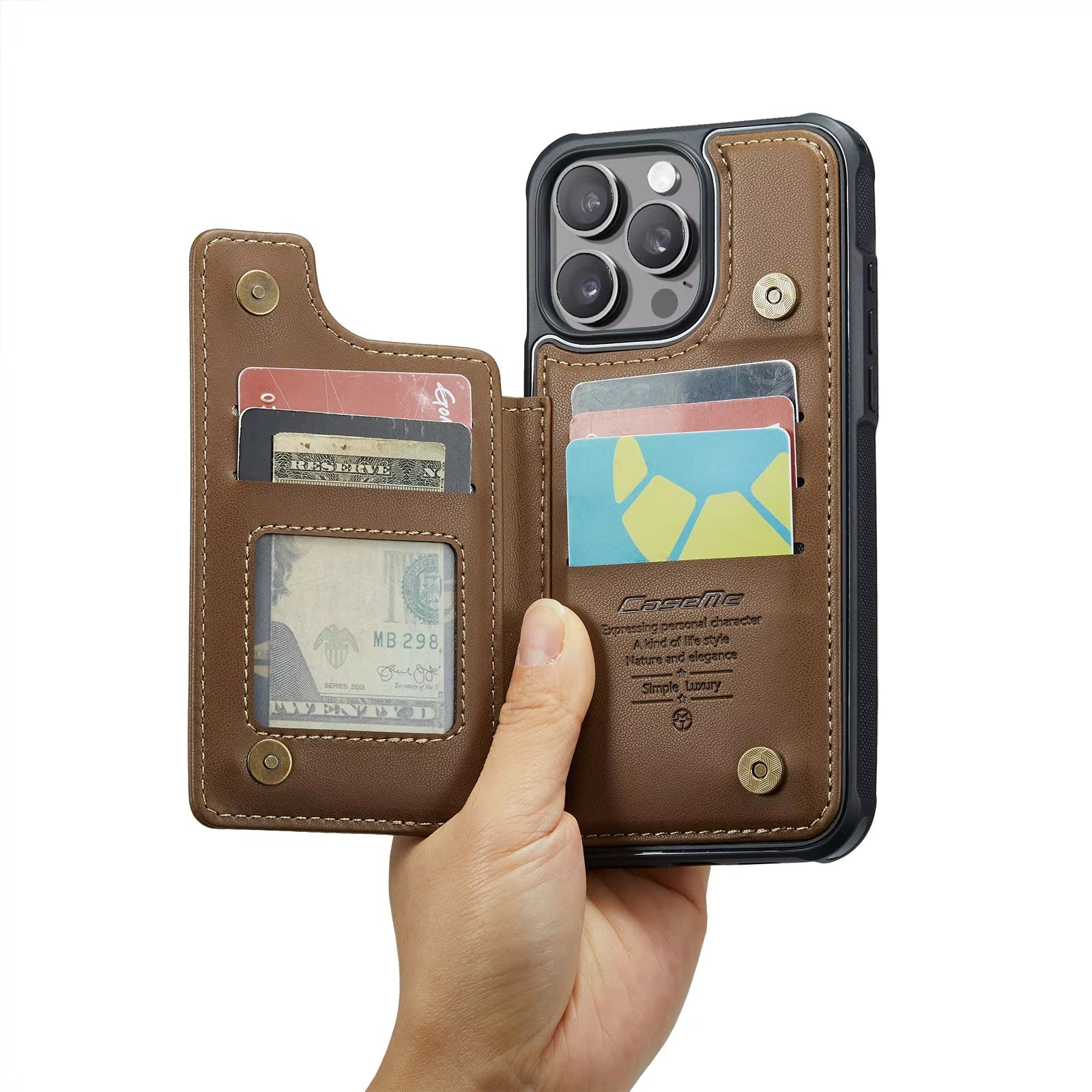 Luxury iPhone Magnetic Flip Wallet Case — PU Leather Cover with Card Holder, Shockproof Anti-Fingerprint Protection, Non-Slip Full Body Design