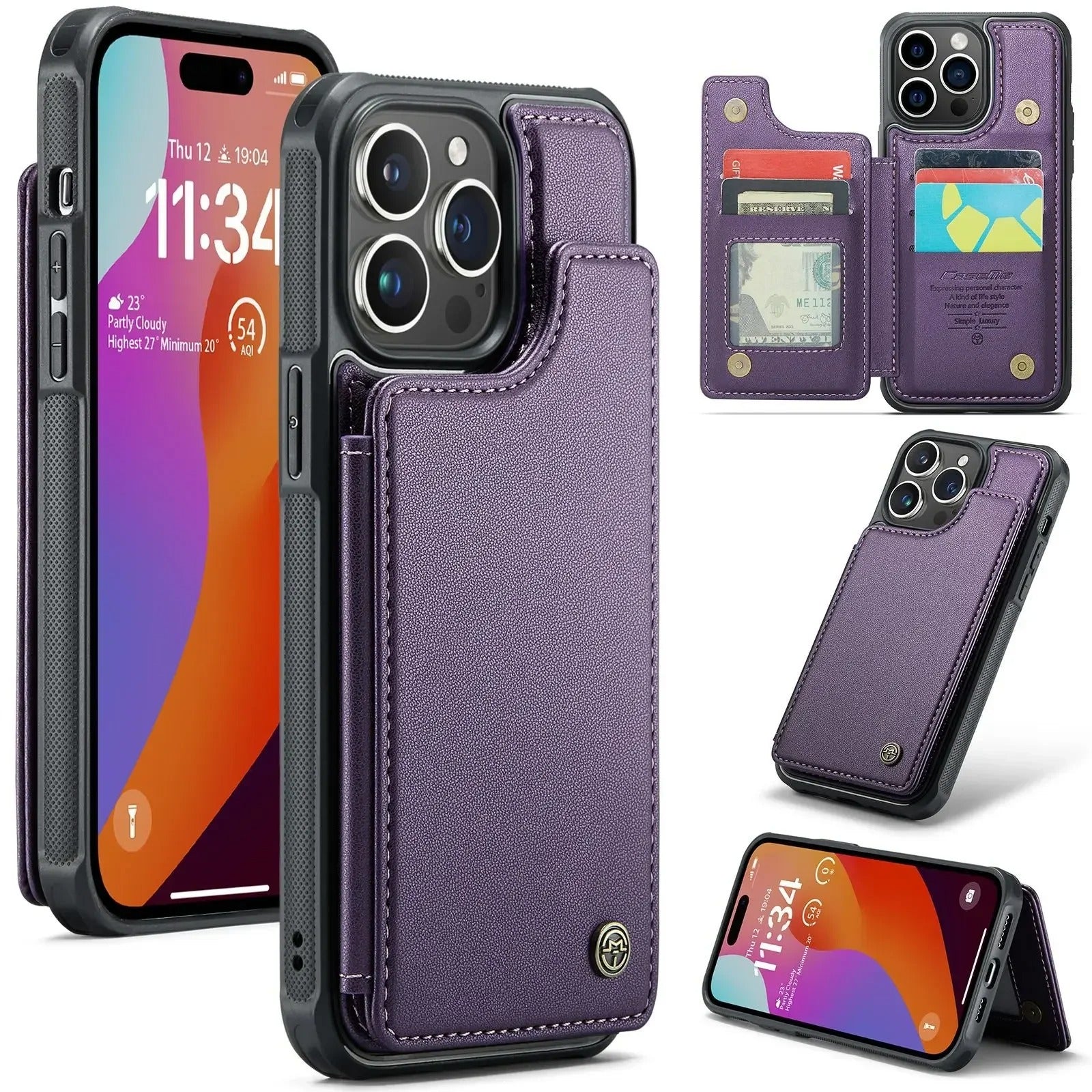 Luxury iPhone Magnetic Flip Wallet Case — PU Leather Cover with Card Holder, Shockproof Anti-Fingerprint Protection, Non-Slip Full Body Design