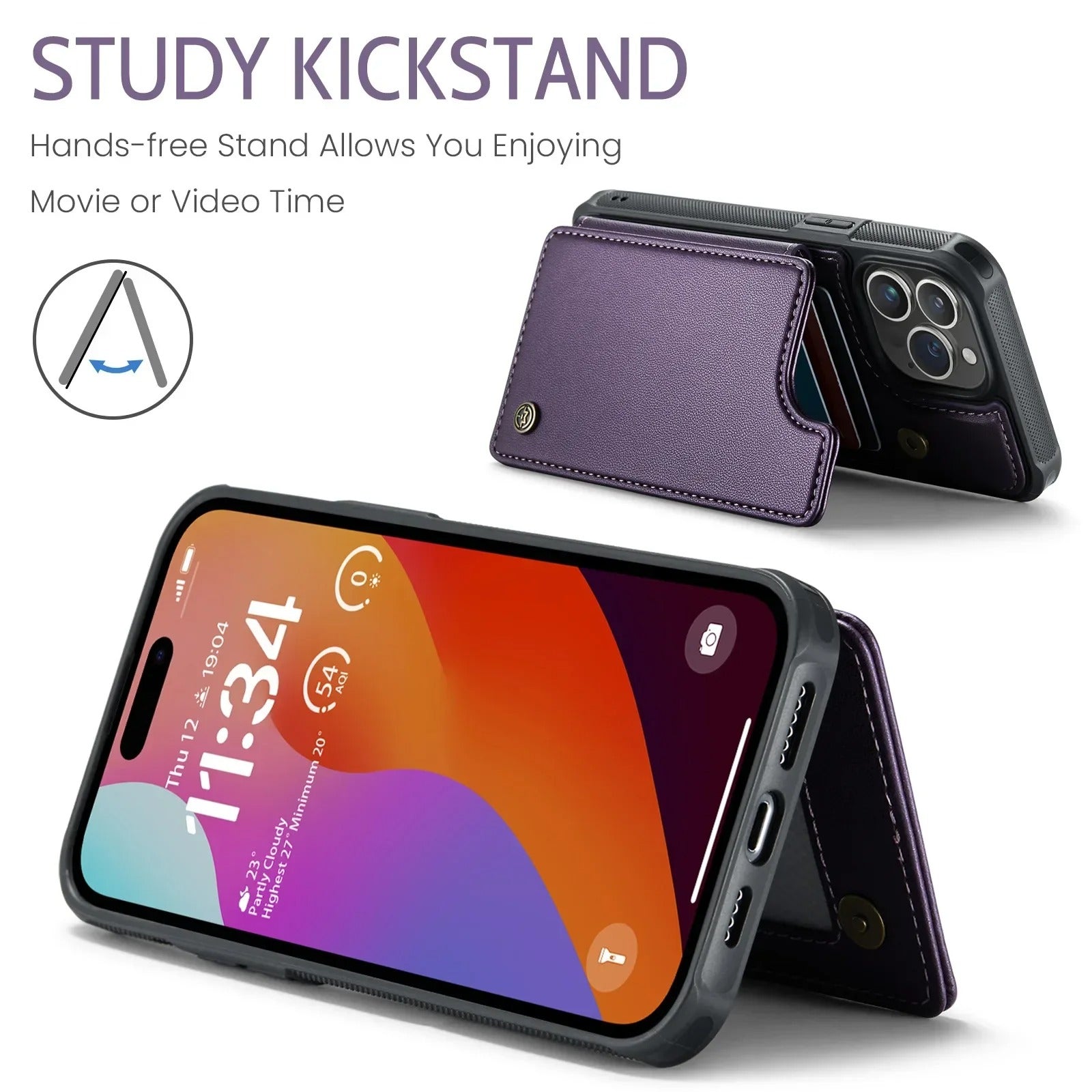 Luxury iPhone Magnetic Flip Wallet Case — PU Leather Cover with Card Holder, Shockproof Anti-Fingerprint Protection, Non-Slip Full Body Design