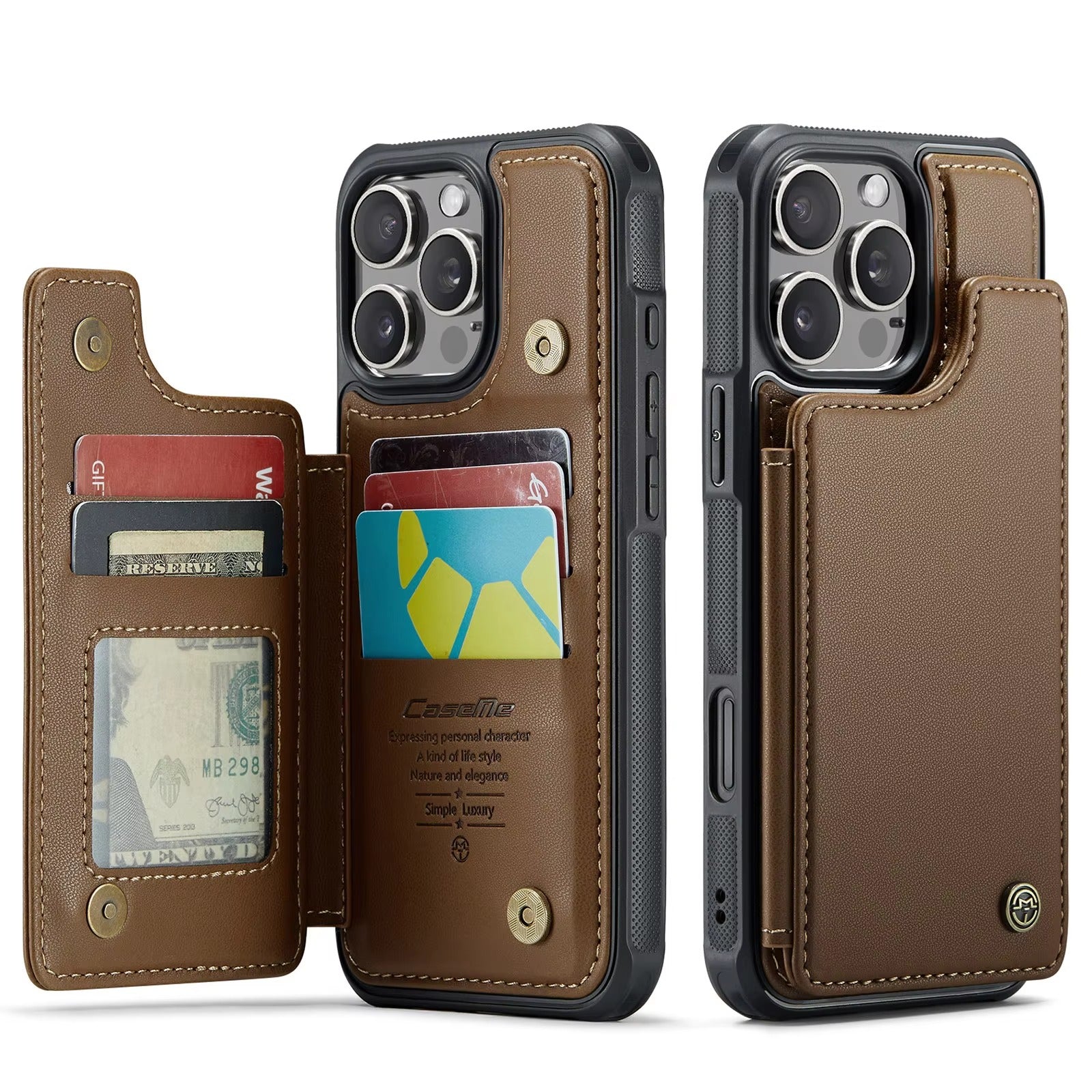 Luxury iPhone Magnetic Flip Wallet Case — PU Leather Cover with Card Holder, Shockproof Anti-Fingerprint Protection, Non-Slip Full Body Design