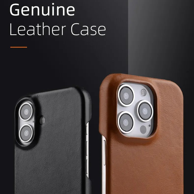 Luxury iPhone Magnetic Oil Wax Leather Case — Handmade Genuine Leather Cover with MagSafe, Slim Shockproof Design, Anti-Fingerprint Scratch-Resistant Finish