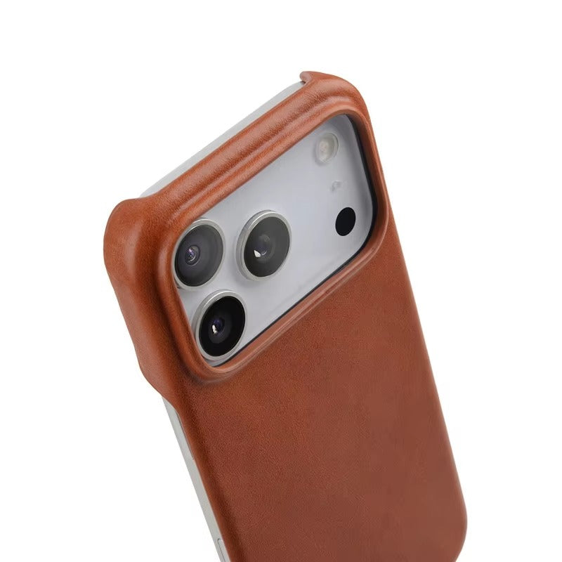 Luxury iPhone Magnetic Oil Wax Leather Case — Handmade Genuine Leather Cover with MagSafe, Slim Shockproof Design, Anti-Fingerprint Scratch-Resistant Finish
