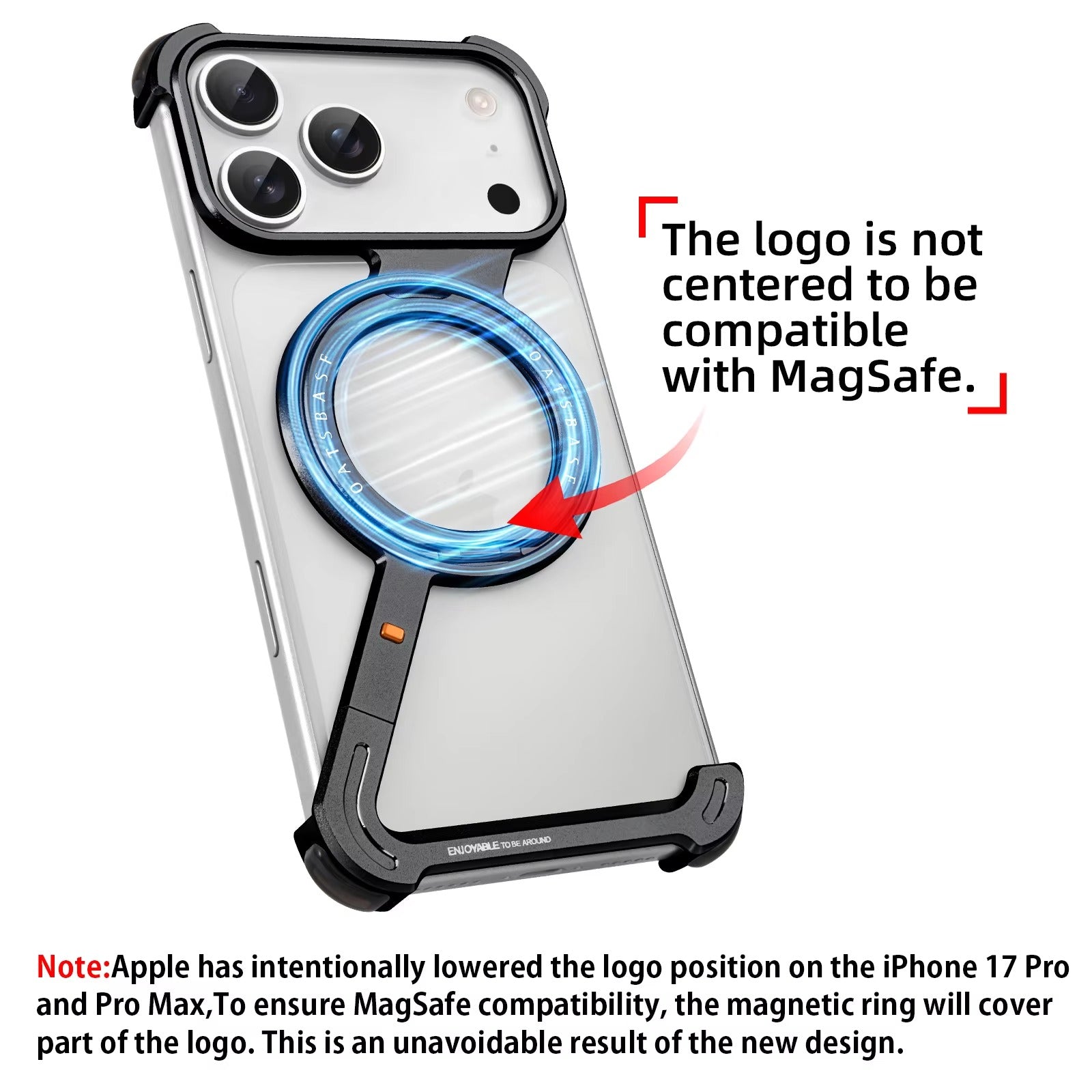 Luxury iPhone Metal Magnetic Case — Frameless Aluminum Alloy Cover with 360° Rotating Stand Ring, MagSafe Compatible Shockproof Protective Design