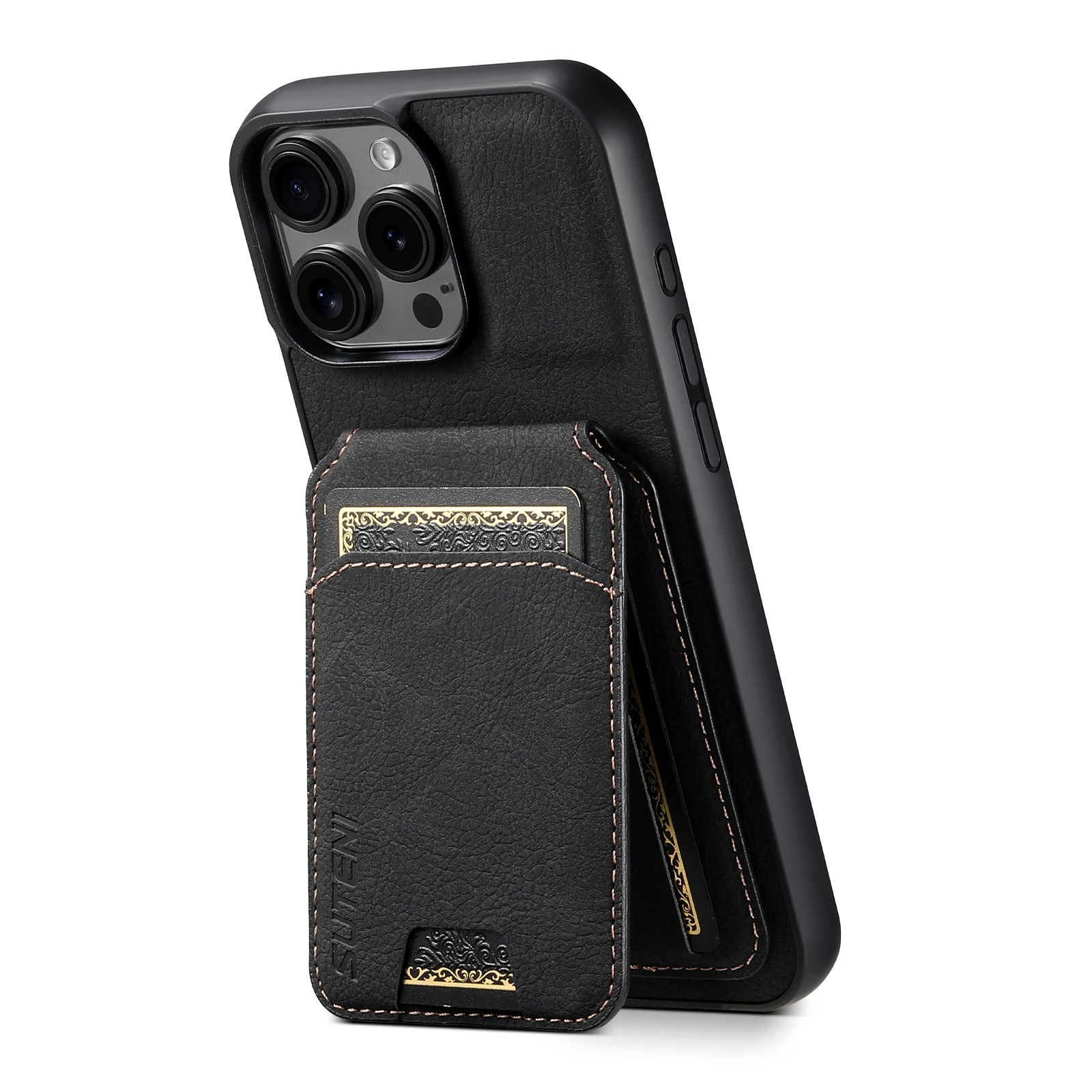 Luxury iPhone PU Leather Wallet Case with Card Holder — Magnetic Stand Cover, Shockproof Protection, Non-Slip Design, Stylish Pocket Phone Cover