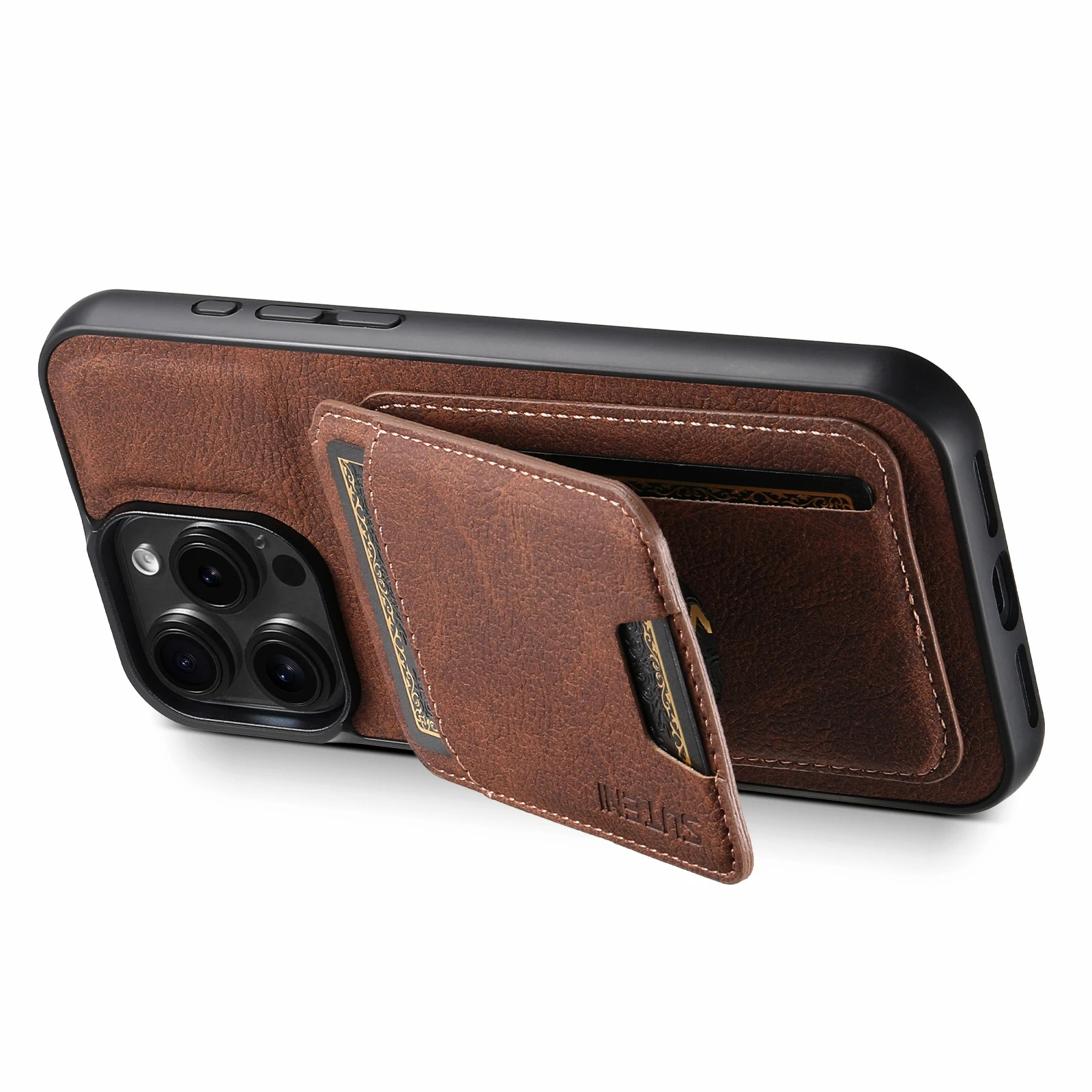 Luxury iPhone PU Leather Wallet Case with Card Holder — Magnetic Stand Cover, Shockproof Protection, Non-Slip Design, Stylish Pocket Phone Cover