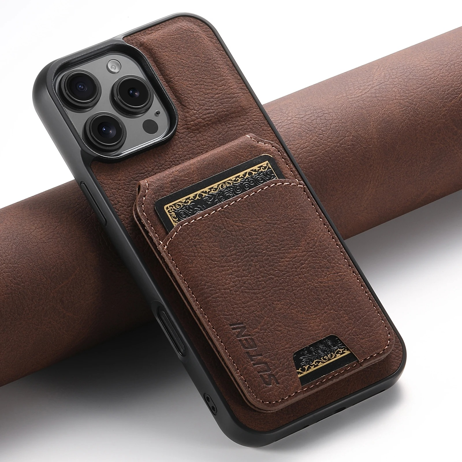 Luxury iPhone PU Leather Wallet Case with Card Holder — Magnetic Stand Cover, Shockproof Protection, Non-Slip Design, Stylish Pocket Phone Cover