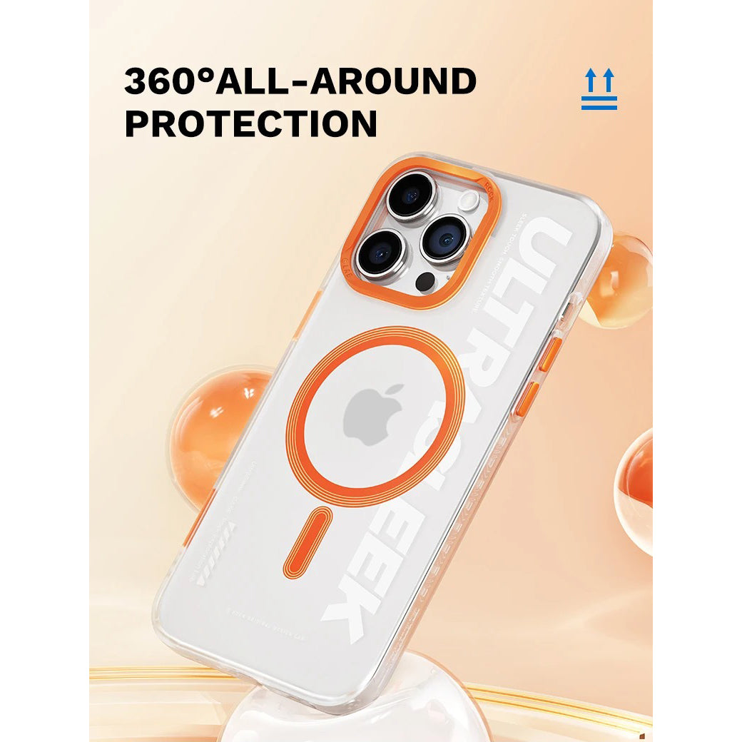 Luxury iPhone Transparent MagSafe Case — ROCK Shockproof Magnetic Cover, Wireless Charging Compatible, Clear Anti-Fingerprint Scratch-Resistant Design