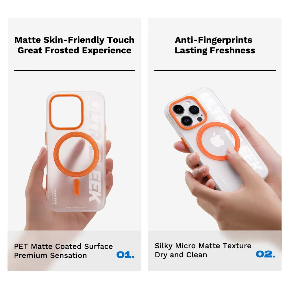 Luxury iPhone Transparent MagSafe Case — ROCK Shockproof Magnetic Cover, Wireless Charging Compatible, Clear Anti-Fingerprint Scratch-Resistant Design