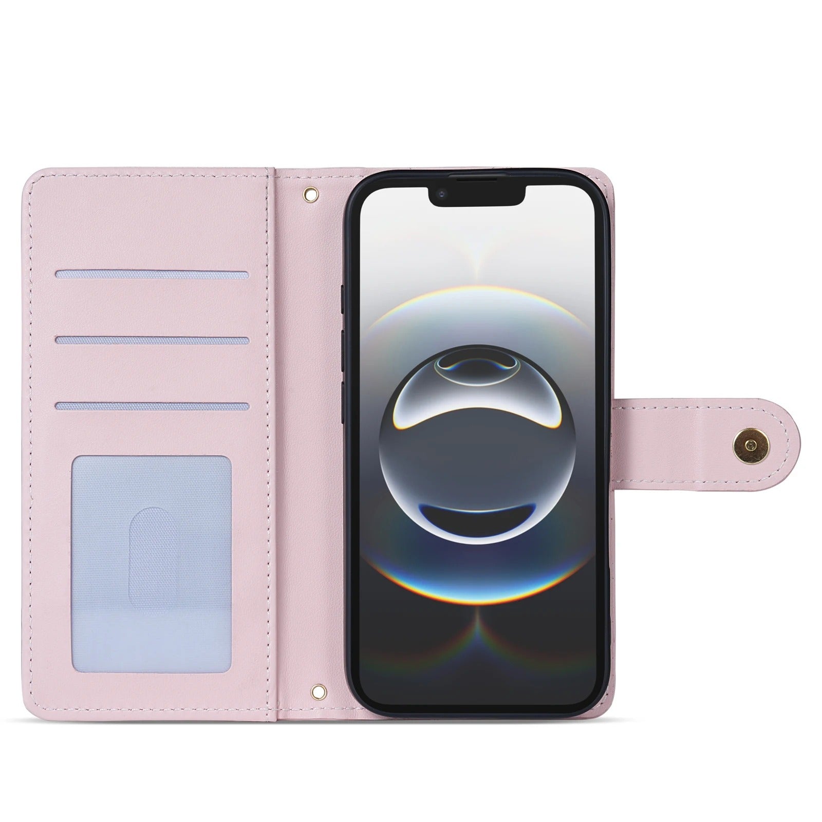 Luxury iPhone Wallet Case 3D Grid Leather Flip Cover — Card Holder Slots, Magnetic Closure, Wrist Strap, Kickstand Function, Shockproof Anti-Fingerprint Design