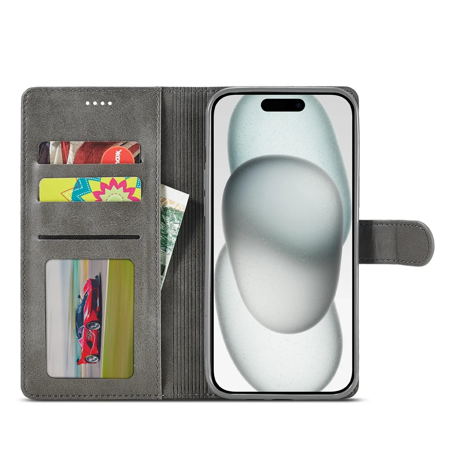 Luxury iPhone Wallet Case PU Leather Folding Cover — Card Holder Slot, Kickstand Function, Full Access to Ports, Shockproof Drop Protection