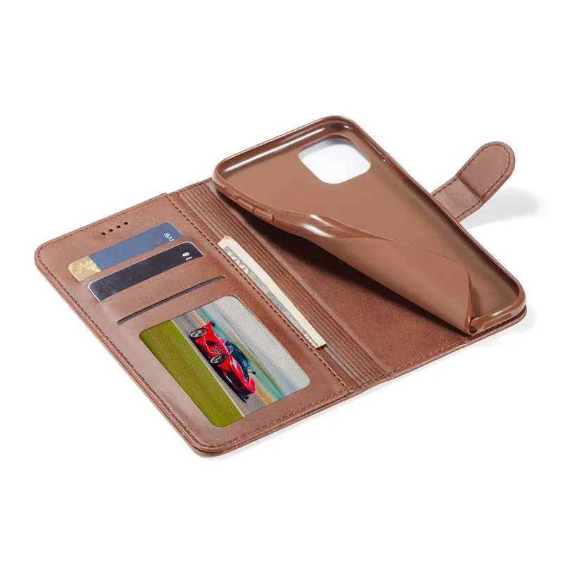 Luxury iPhone Wallet Case PU Leather Folding Cover — Card Holder Slot, Kickstand Function, Full Access to Ports, Shockproof Drop Protection