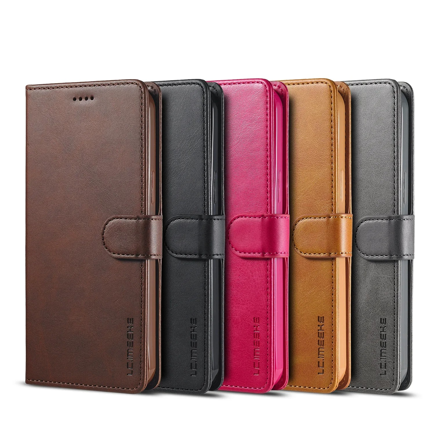 Luxury iPhone Wallet Case PU Leather Folding Cover — Card Holder Slot, Kickstand Function, Full Access to Ports, Shockproof Drop Protection