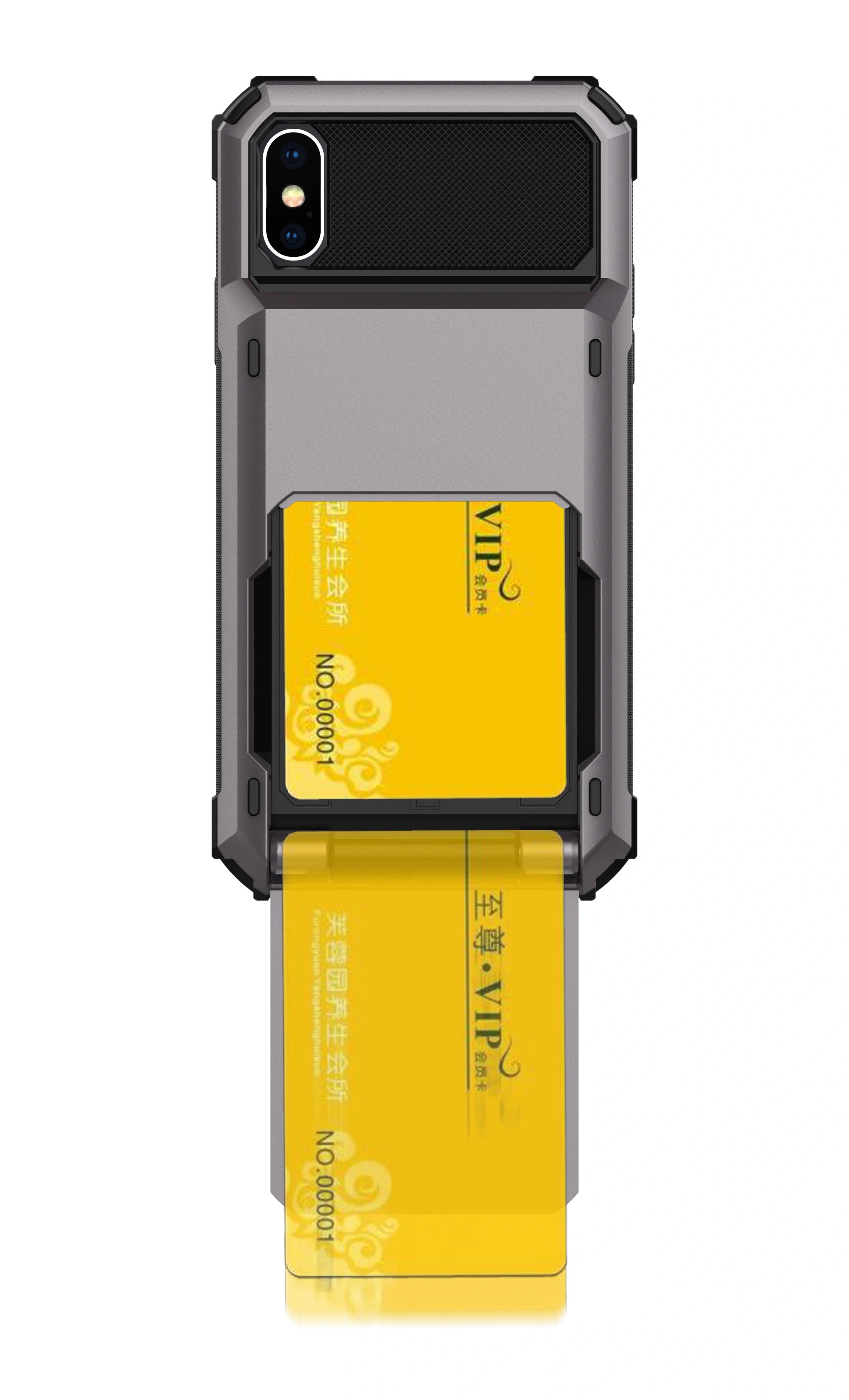 Luxury iPhone Wallet Case with 5-Card Slot — Hidden Flip Door Card Holder, Dual Layer Shockproof Armor, Raised Screen Lip, Scratch-Resistant Protective Cover