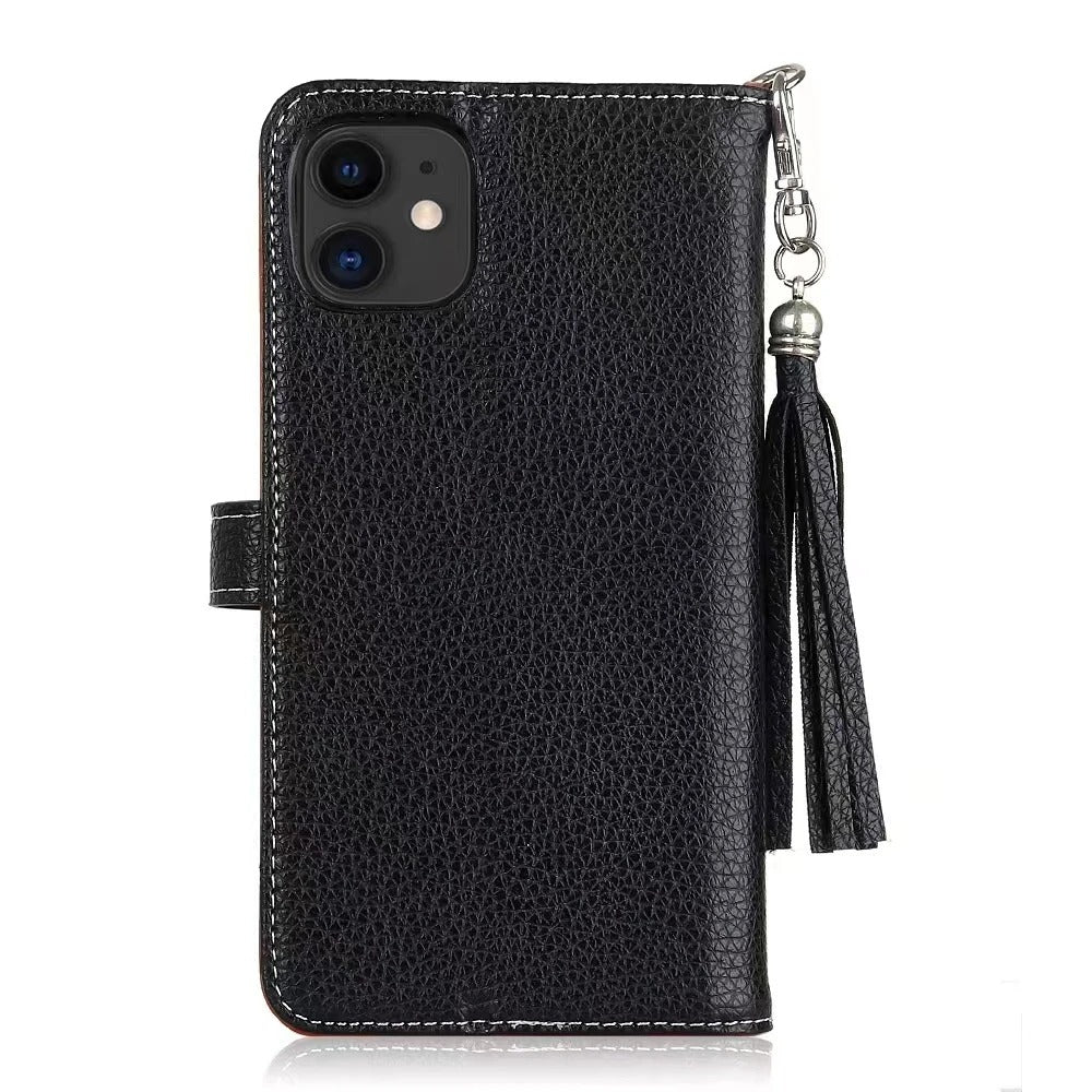 Luxury iPhone Wallet Flip Leather Case — Card Holder Slot, Cute Stylish Design, Stand Function, Full Body Protection, Lightweight Non-Slip Dustproof Cover