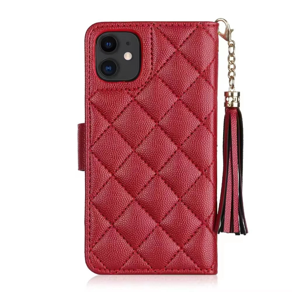 Luxury iPhone Wallet Flip Leather Case — Card Holder Slot, Cute Stylish Design, Stand Function, Full Body Protection, Lightweight Non-Slip Dustproof Cover