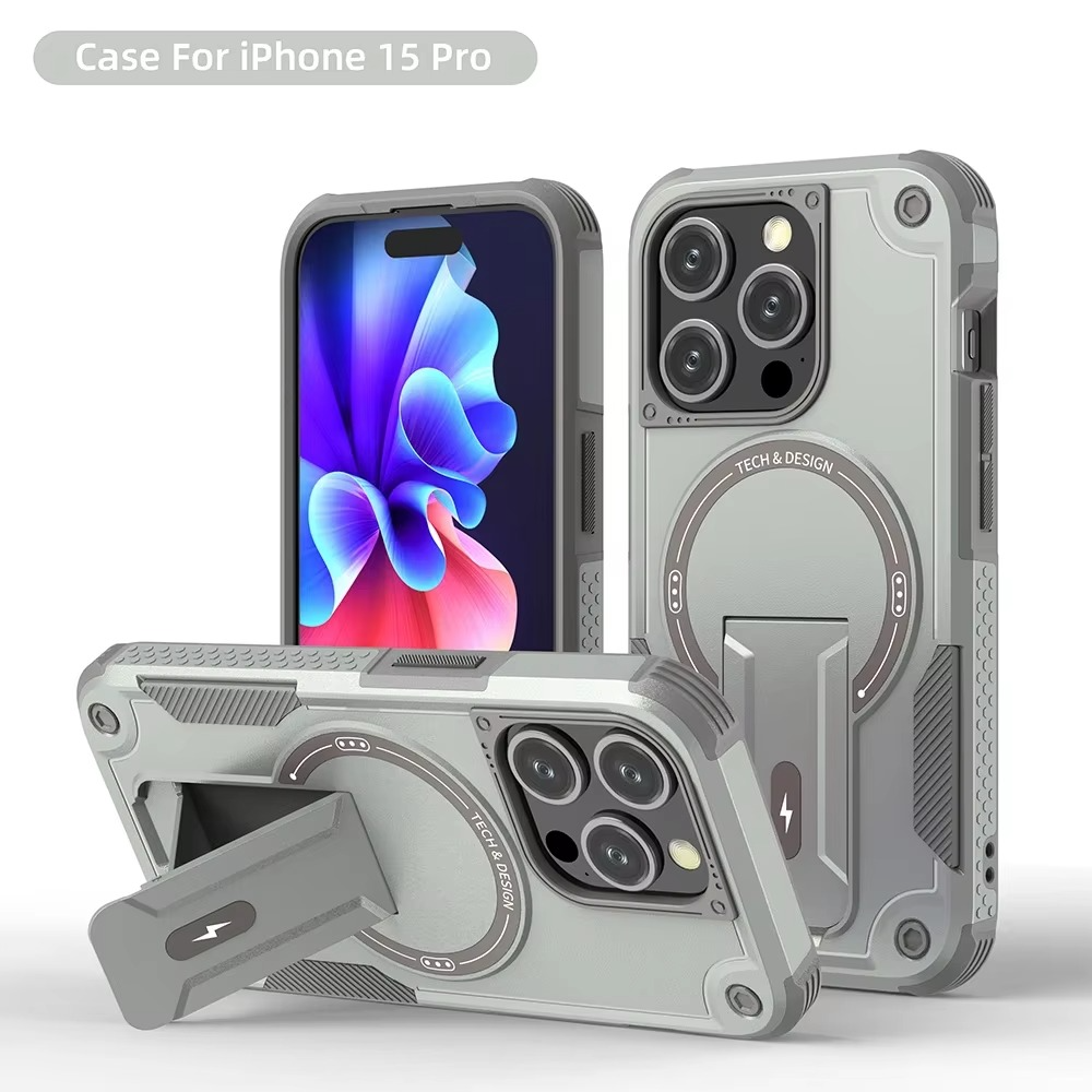 Military-Grade Magnetic Phone Case — Hidden Stand, Shockproof, Anti-Fingerprint, Anti-Scratch, Dual Layer Protection, Lanyard Wristband, Full Coverage