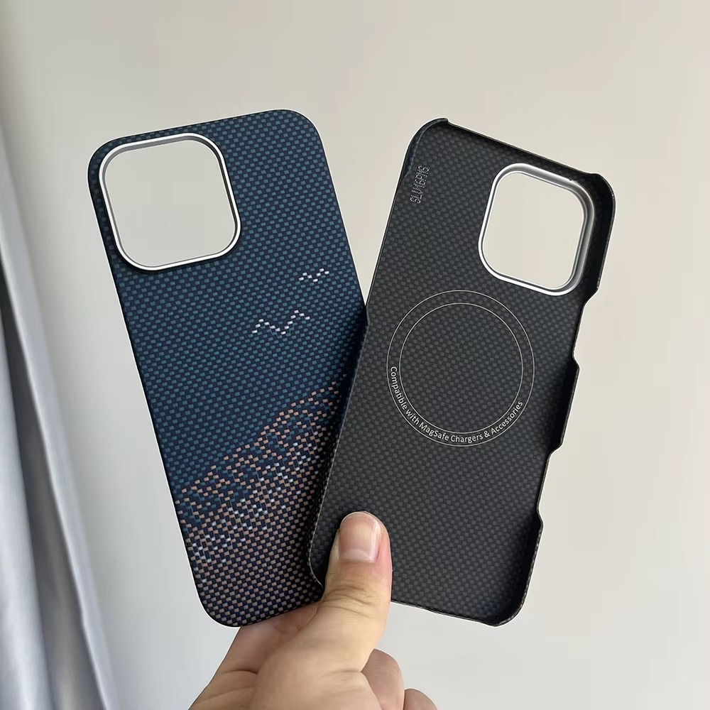 Premium Carbon Fiber iPhone Case — Half-Wrapped MagSafe Compatible, Shockproof, Anti-Fingerprint, Anti-Scratch, Non-Slip, Textured Kevlar Finish