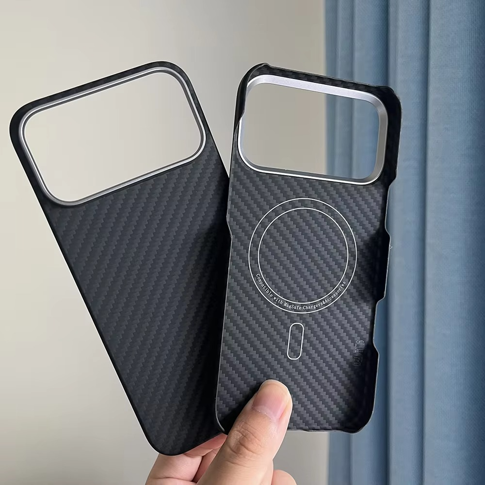Premium Carbon Fiber iPhone Case — Half-Wrapped MagSafe Compatible, Shockproof, Anti-Fingerprint, Anti-Scratch, Non-Slip, Textured Kevlar Finish