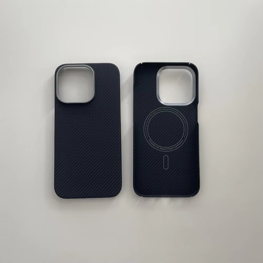 Premium Carbon Fiber iPhone Case — Half-Wrapped MagSafe Compatible, Shockproof, Anti-Fingerprint, Anti-Scratch, Non-Slip, Textured Kevlar Finish