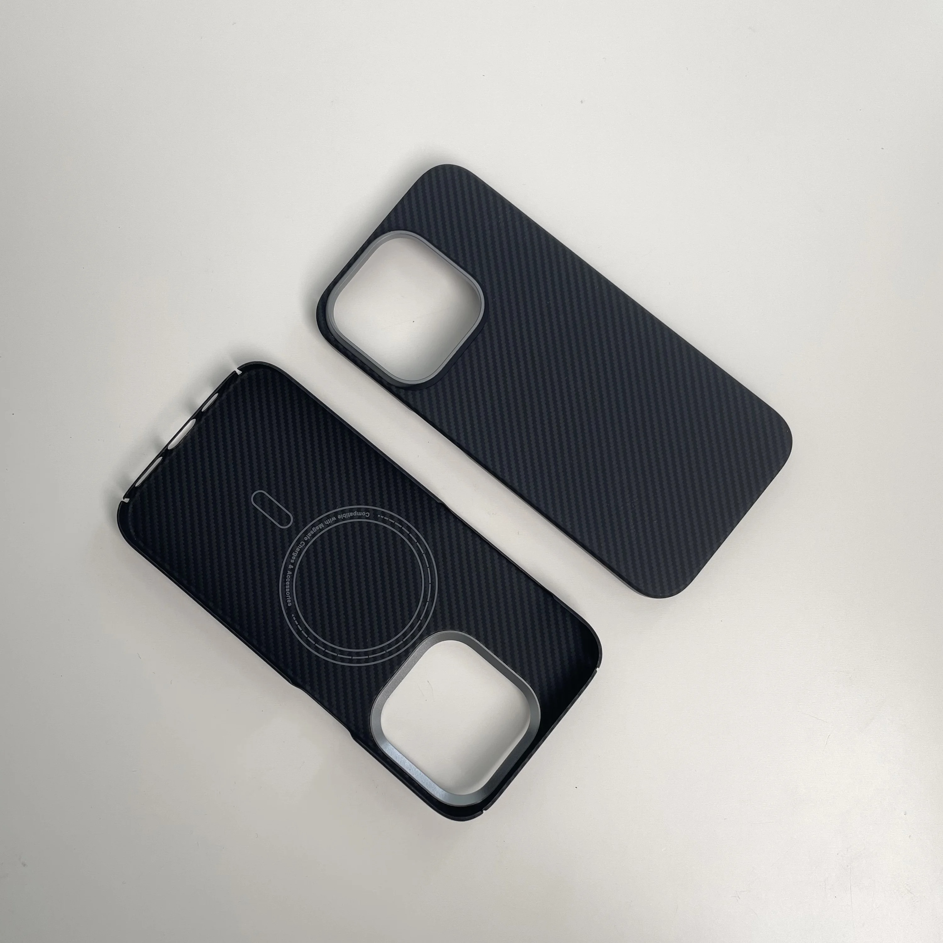 Premium Carbon Fiber iPhone Case — Half-Wrapped MagSafe Compatible, Shockproof, Anti-Fingerprint, Anti-Scratch, Non-Slip, Textured Kevlar Finish