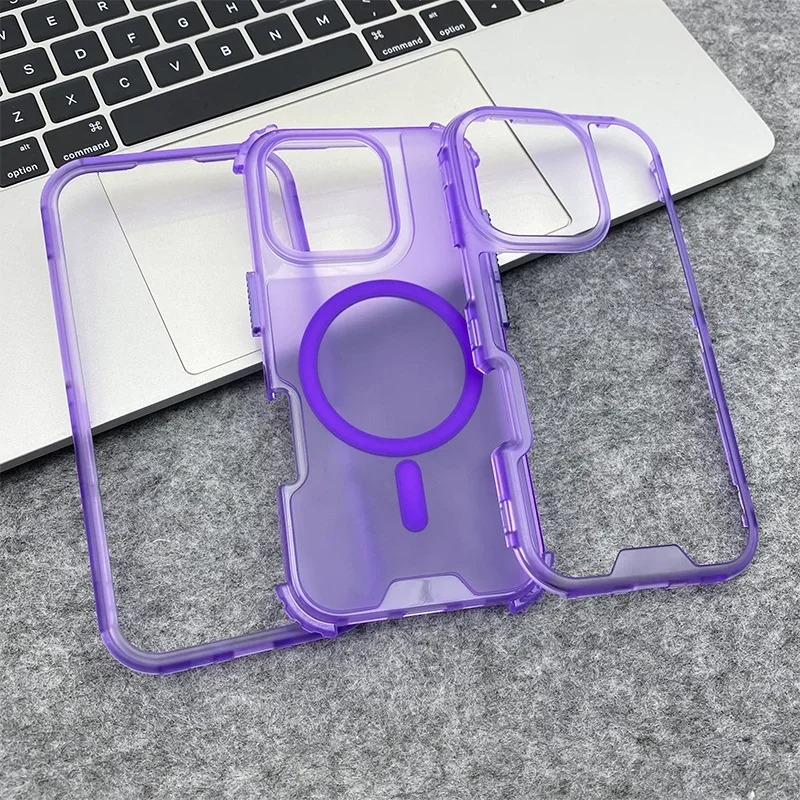 Premium Clear MagSafe iPhone Case — Neon Bumper Shockproof Armor, Wireless Charging Compatible, Anti-Scratch Transparent Protective Cover