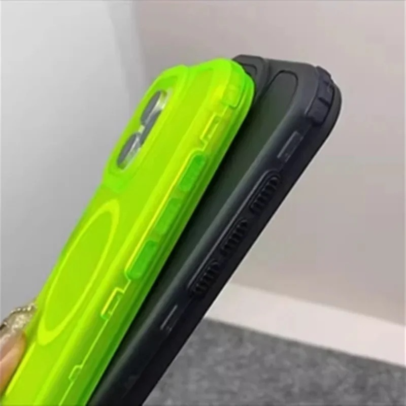 Premium Clear MagSafe iPhone Case — Neon Bumper Shockproof Armor, Wireless Charging Compatible, Anti-Scratch Transparent Protective Cover