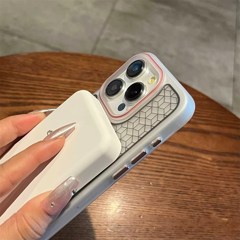 Luxury MagSafe Shockproof iPhone Case — High-Tech Geometric Hard PC Back, Anti-Fingerprint Matte Grip, Wireless Charging Compatible