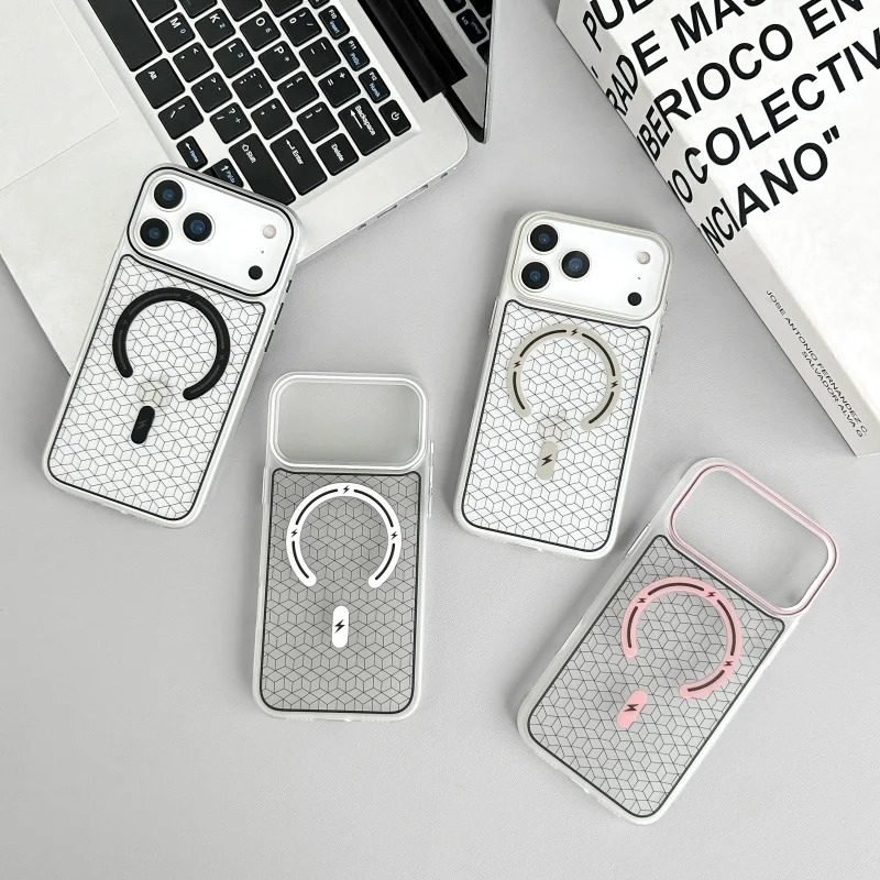Luxury MagSafe Shockproof iPhone Case — High-Tech Geometric Hard PC Back, Anti-Fingerprint Matte Grip, Wireless Charging Compatible