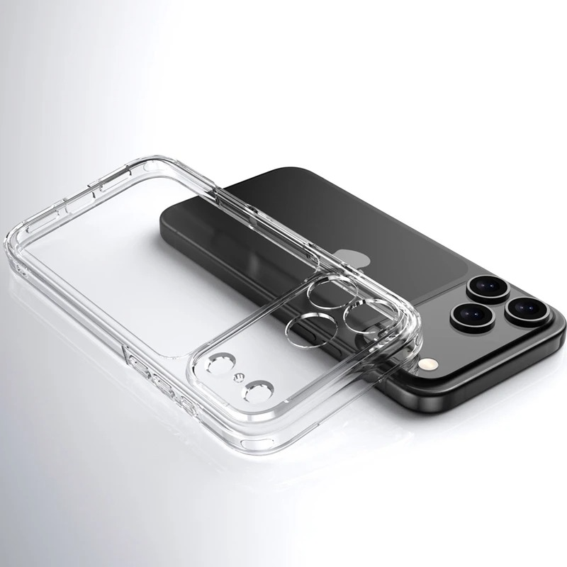 Premium Clear Shockproof Case — Full Camera Lens Protection, Anti-Fingerprint Transparent PC + TPU Cover, Non-Slip Waterproof Full Coverage Design