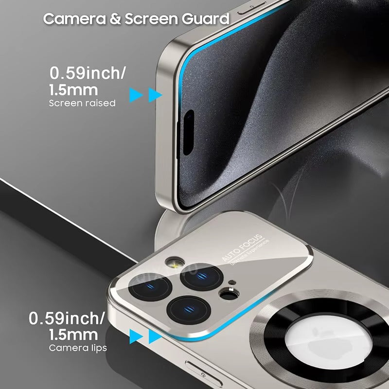 Premium MagSafe Compatible Shockproof iPhone Case with Glass Camera Lens Protection, Magnetic Wireless Charging, Slim Anti-Fingerprint Cover
