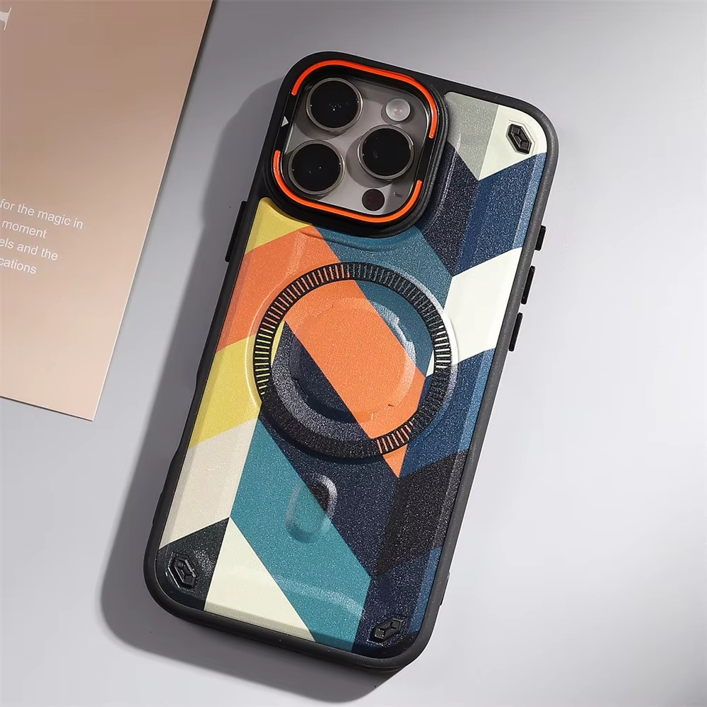 Premium MagSafe Magnetic iPhone Case — Camouflage Graffiti Armor Cover with Invisible Lens Holder, Kickstand, Anti-Fingerprint Matte Protection