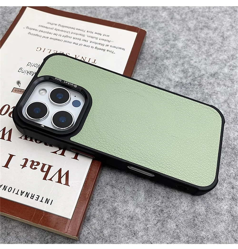 Premium MagSafe Magnetic iPhone Case — Metal Lens Kickstand, Leather Texture Grip, Shockproof Anti-Fingerprint Matte Protective Cover