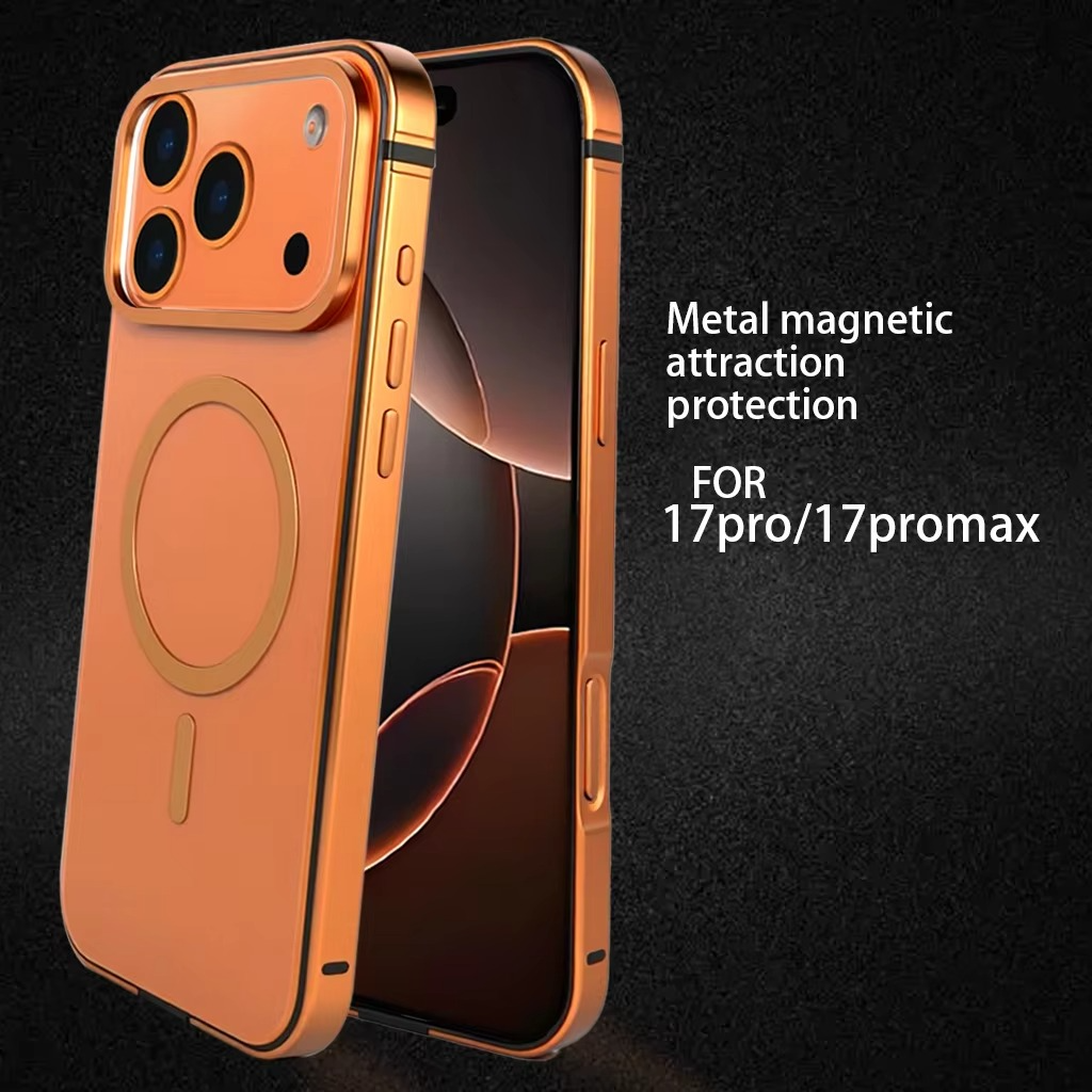 Premium Magnetic iPhone Case — Original Color Backplate with Aluminum Alloy Frame, Hard Anti-Drop Protection, Slim Durable Cover