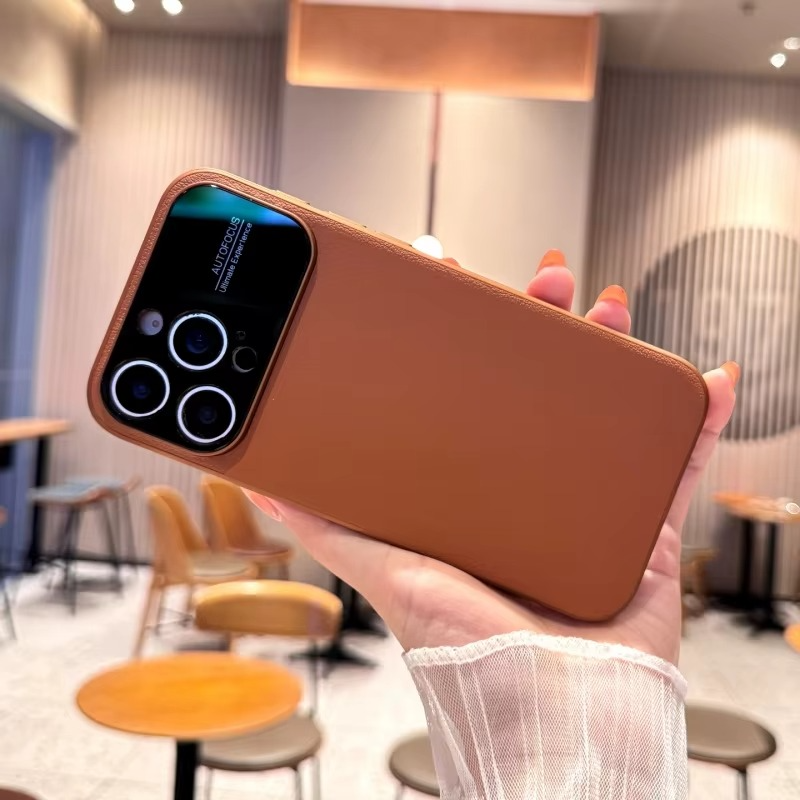 Premium Magnetic iPhone Case — Plain Leather Design with Built-In Strong Magnets, Heat Dissipation Holes, Anti-Fingerprint & Scratch-Resistant Protective Cover