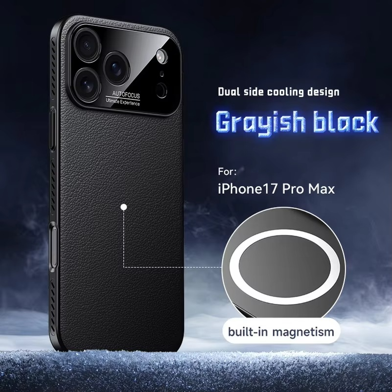 Premium Magnetic iPhone Case — Plain Leather Design with Built-In Strong Magnets, Heat Dissipation Holes, Anti-Fingerprint & Scratch-Resistant Protective Cover