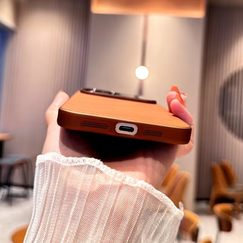 Premium Magnetic iPhone Case — Plain Leather Design with Built-In Strong Magnets, Heat Dissipation Holes, Anti-Fingerprint & Scratch-Resistant Protective Cover