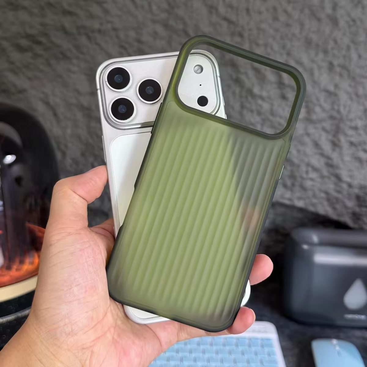 Premium Shockproof iPhone Case MagSafe Compatible — Frosted Translucent Corrugated Luggage Texture with Raised Camera Protection and Anti-Fingerprint Grip