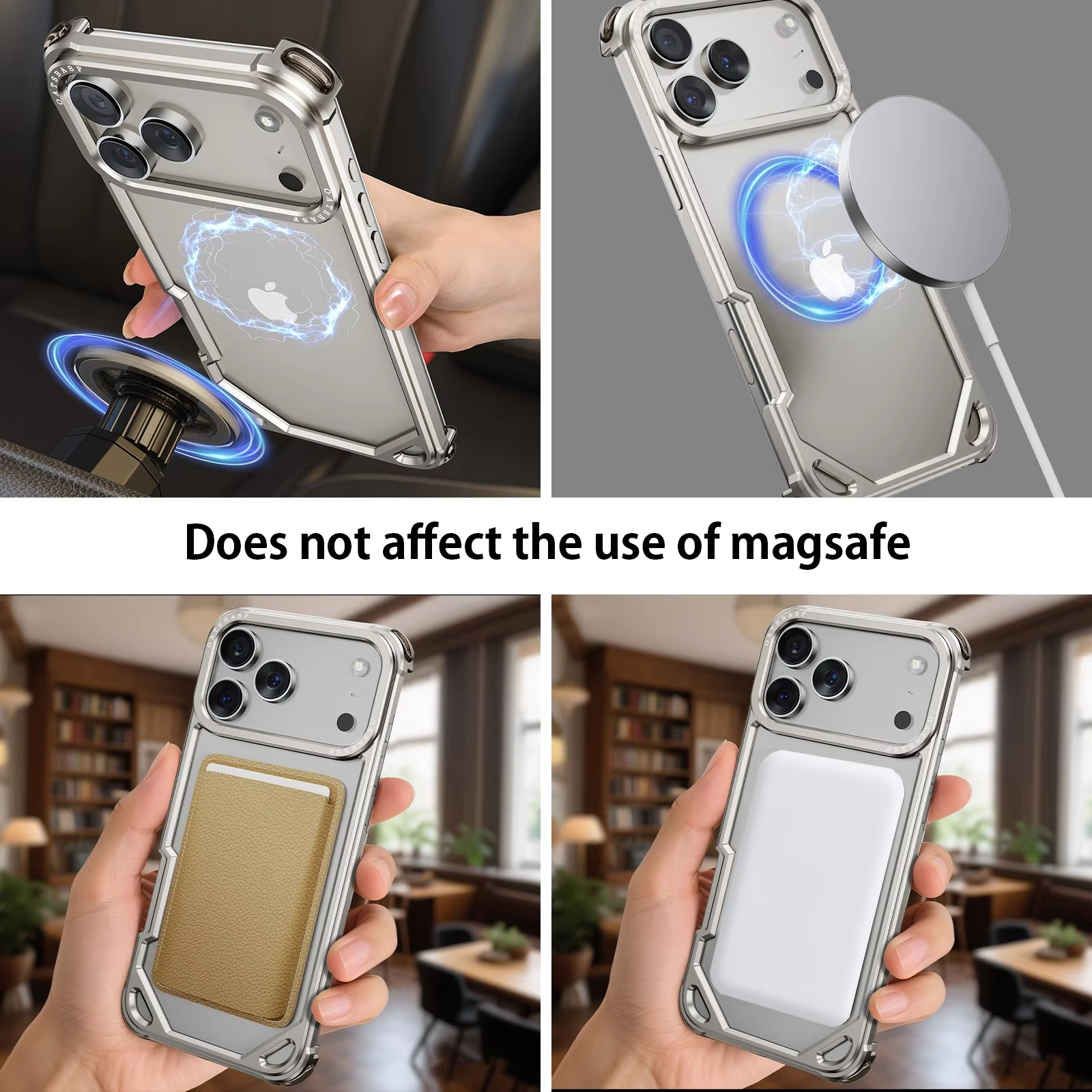 Premium Shockproof iPhone Case — Slim Aluminum Alloy Frameless Protective Cover, Minimalist Wireless-Charging Compatible Design