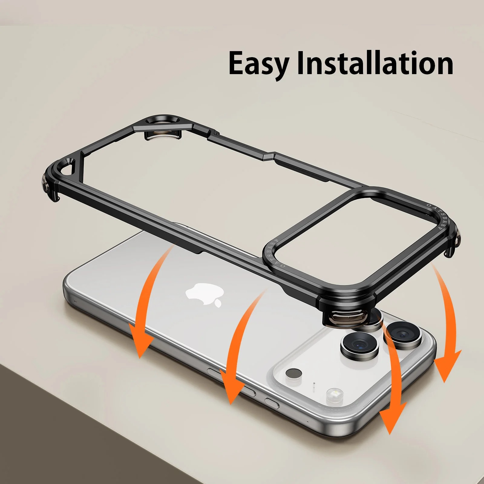 Premium Shockproof iPhone Case — Slim Aluminum Alloy Frameless Protective Cover, Minimalist Wireless-Charging Compatible Design