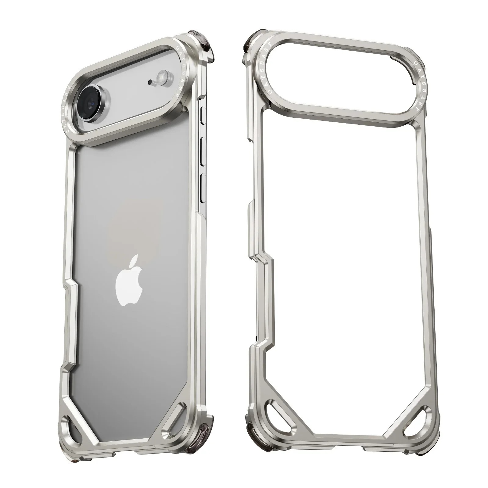 Premium Shockproof iPhone Case — Slim Aluminum Alloy Frameless Protective Cover, Minimalist Wireless-Charging Compatible Design