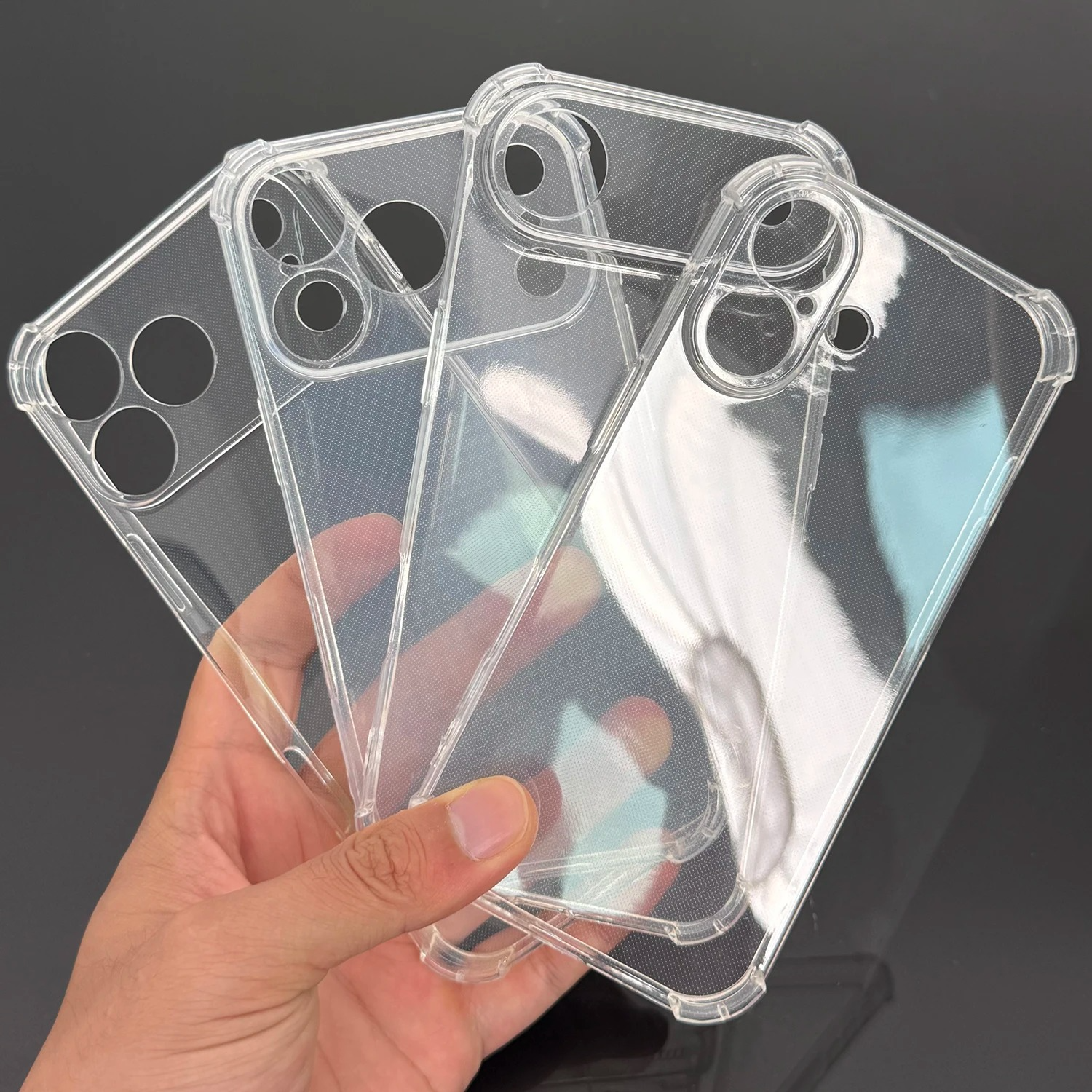 Premium Transparent iPhone Case — Shockproof Clear PC+TPU Cover with Corner Protection, Anti-Scratch, Slim Protective Shell