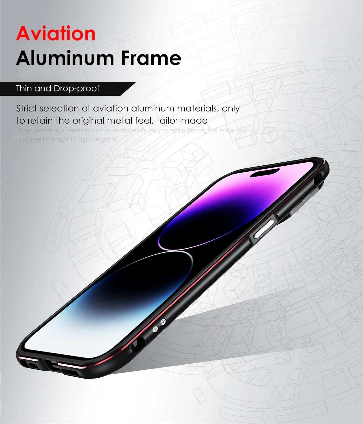 Premium iPhone Bumper Case Aluminum Metal Frame — Slim Protective Cover with Camera Protector, Shockproof Heavy Duty Anti-Scratch Design