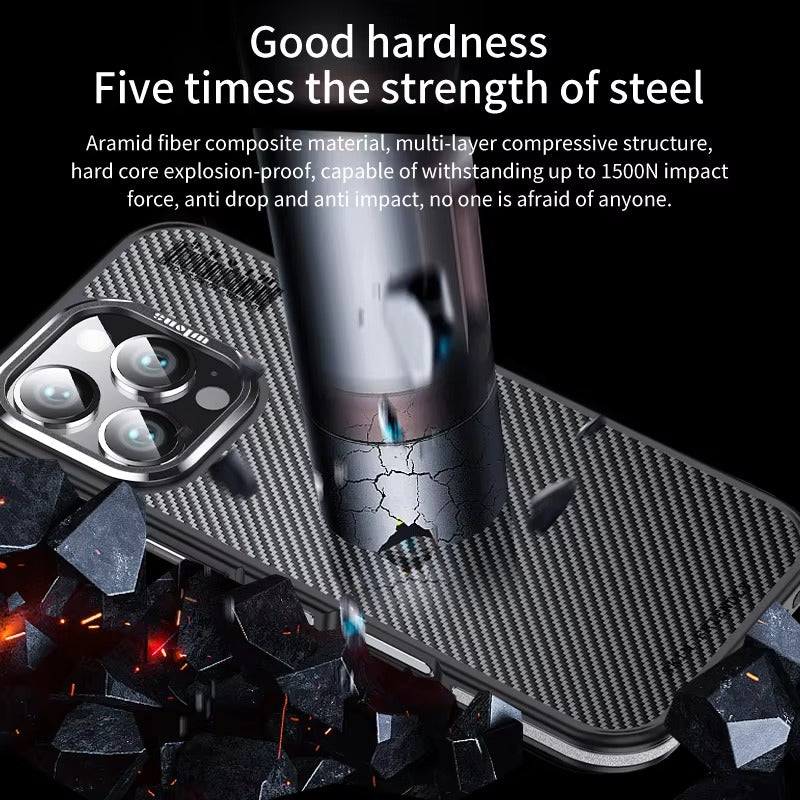 Premium iPhone Case 600D Kevlar Aramid Fiber — MagSafe Magnetic Wireless Charging Compatible Cover, Ultra-Slim Shockproof Anti-Fingerprint Scratch-Resistant Design