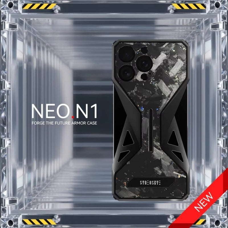 Premium iPhone Case Forged Carbon Fiber + Metal — Semi-Wrapped Shockproof Cover with Anti-Fall Lens Protection, Slim Luxury Design
