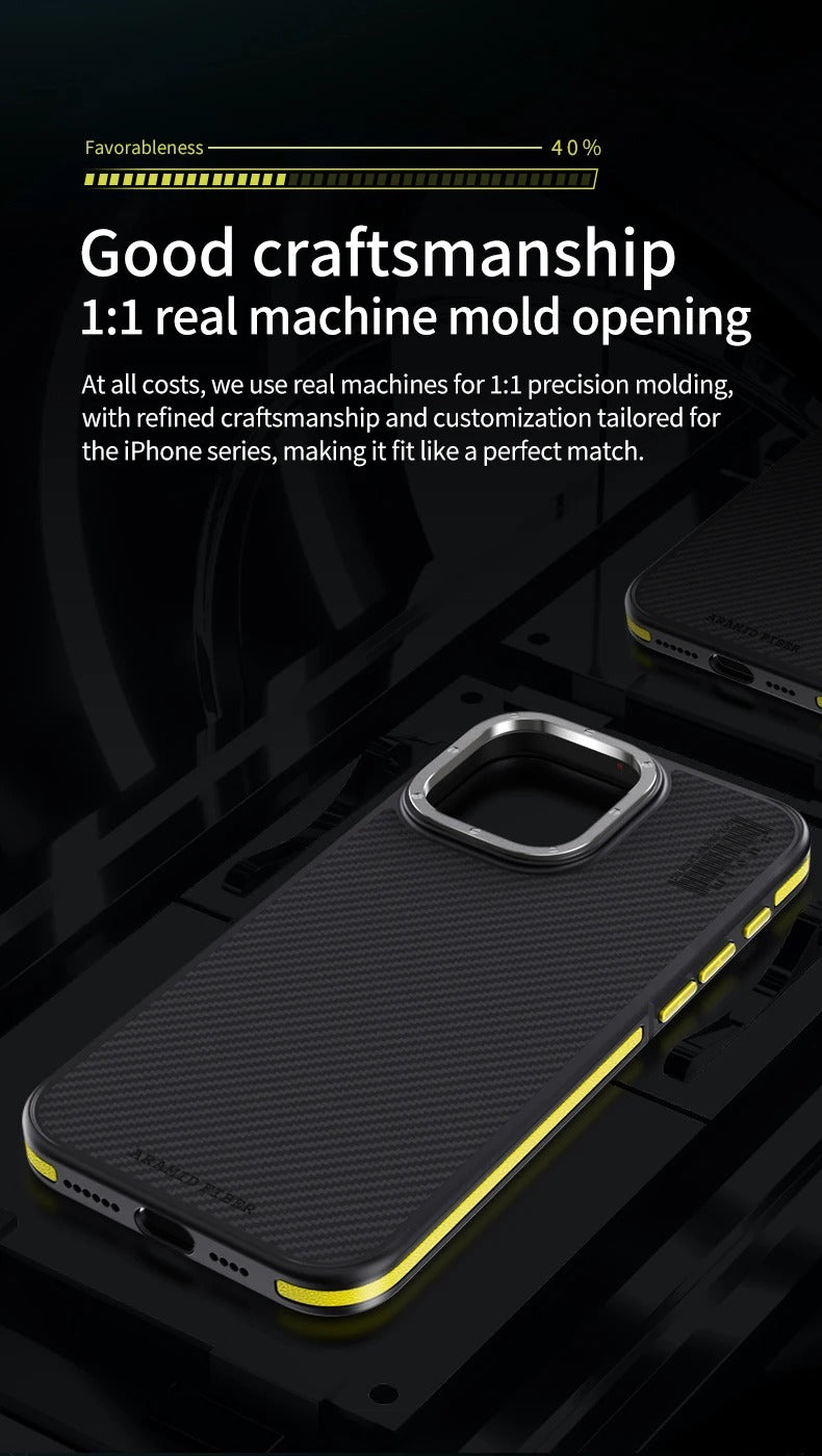 Premium iPhone Case Kevlar Carbon Fiber Cover — Magnetic Wireless Charging Compatible, Shockproof Heavy Duty Protection, Matte Anti-Fingerprint Design