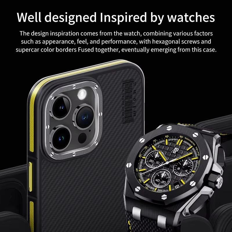 Premium iPhone Case Kevlar Carbon Fiber Cover — Magnetic Wireless Charging Compatible, Shockproof Heavy Duty Protection, Matte Anti-Fingerprint Design