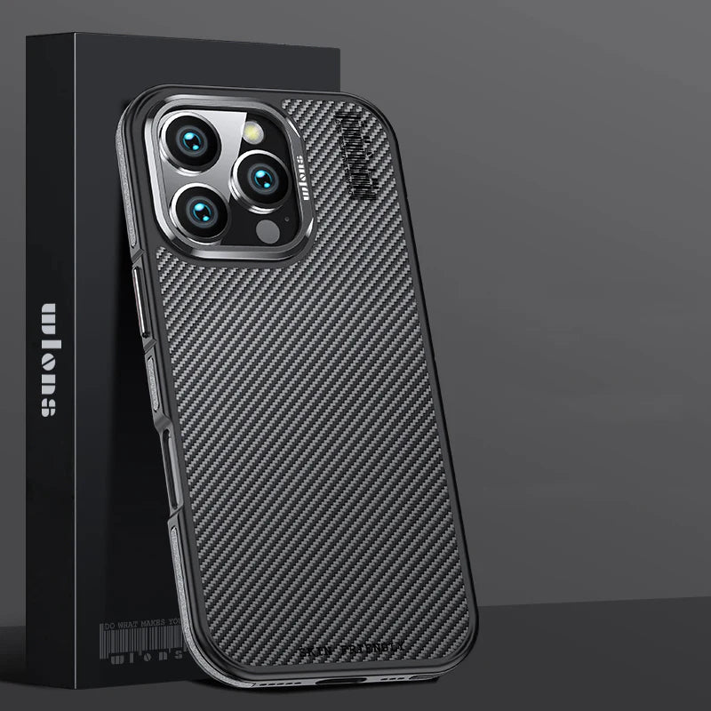 Premium iPhone Case Kevlar Carbon Fiber Cover — Magnetic Wireless Charging Compatible, Shockproof Heavy Duty Protection, Matte Anti-Fingerprint Design