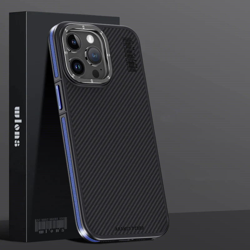 Premium iPhone Case Kevlar Carbon Fiber Cover — Magnetic Wireless Charging Compatible, Shockproof Heavy Duty Protection, Matte Anti-Fingerprint Design