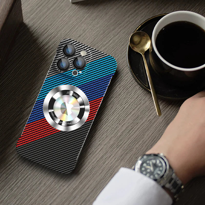 Premium iPhone Case MagSafe Compatible Carbon Fiber Cover — Frameless Thin Hard PC Design, Magnetic Wireless Charging, Matte Cooling Shockproof Protection