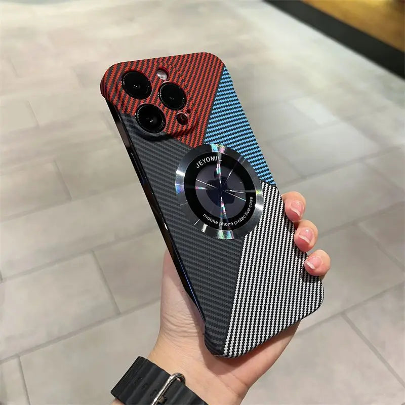 Premium iPhone Case MagSafe Compatible Carbon Fiber Cover — Frameless Thin Hard PC Design, Magnetic Wireless Charging, Matte Cooling Shockproof Protection